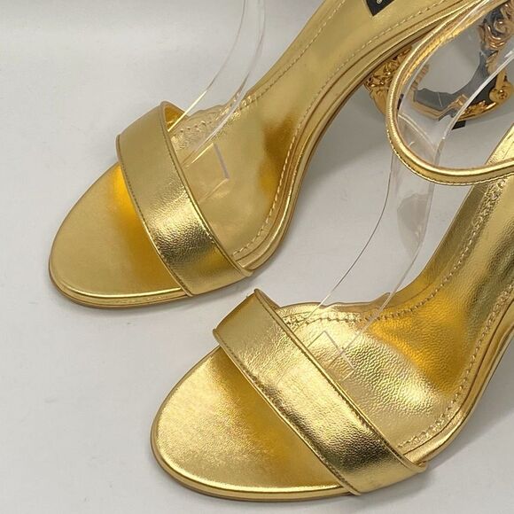 DOLCE&GABBANA Sculpted-Heel Metallic Leather Sandals size 41 - Picture 4 of 14